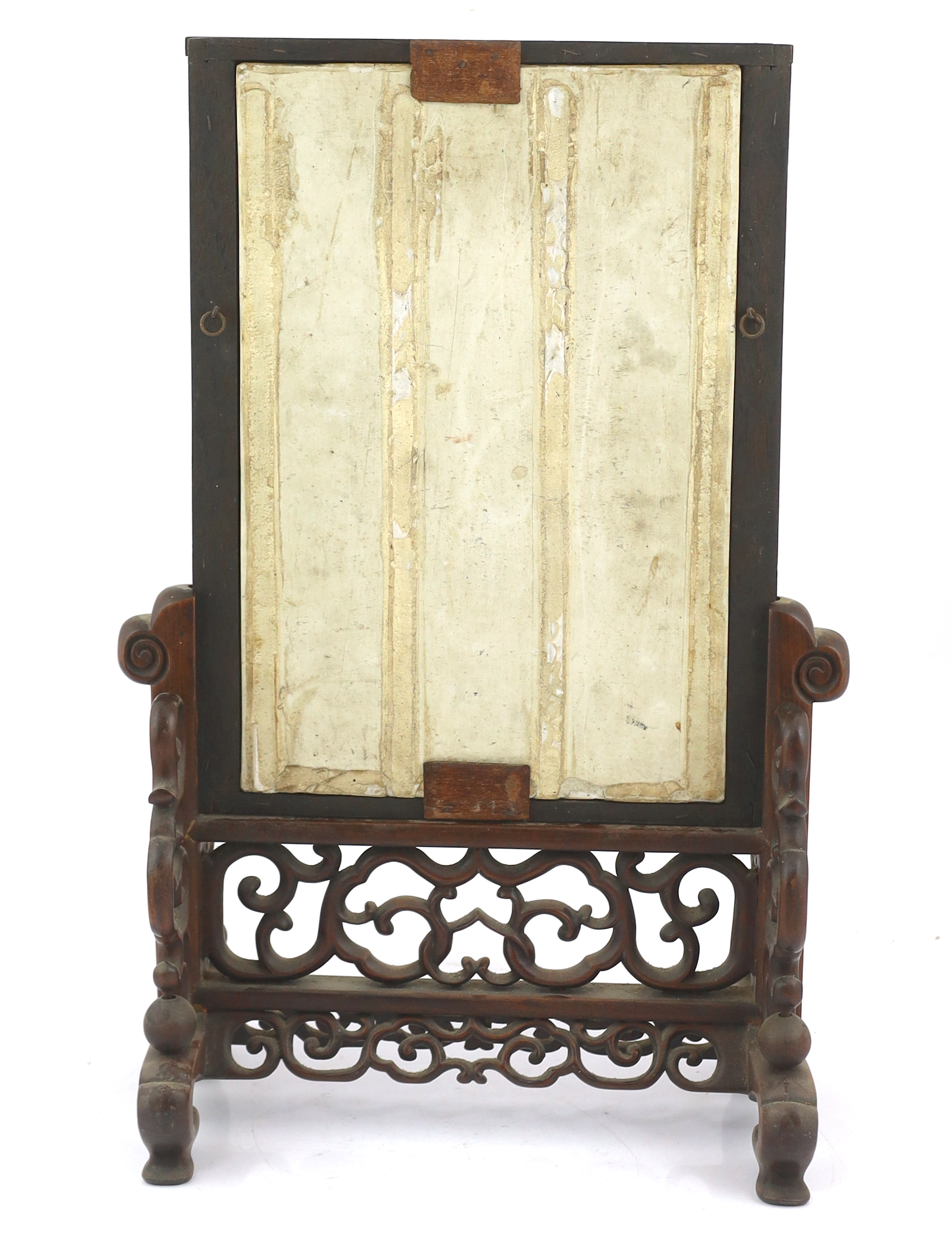 A Chinese blue and white ‘landscape’ table screen, late 19th century